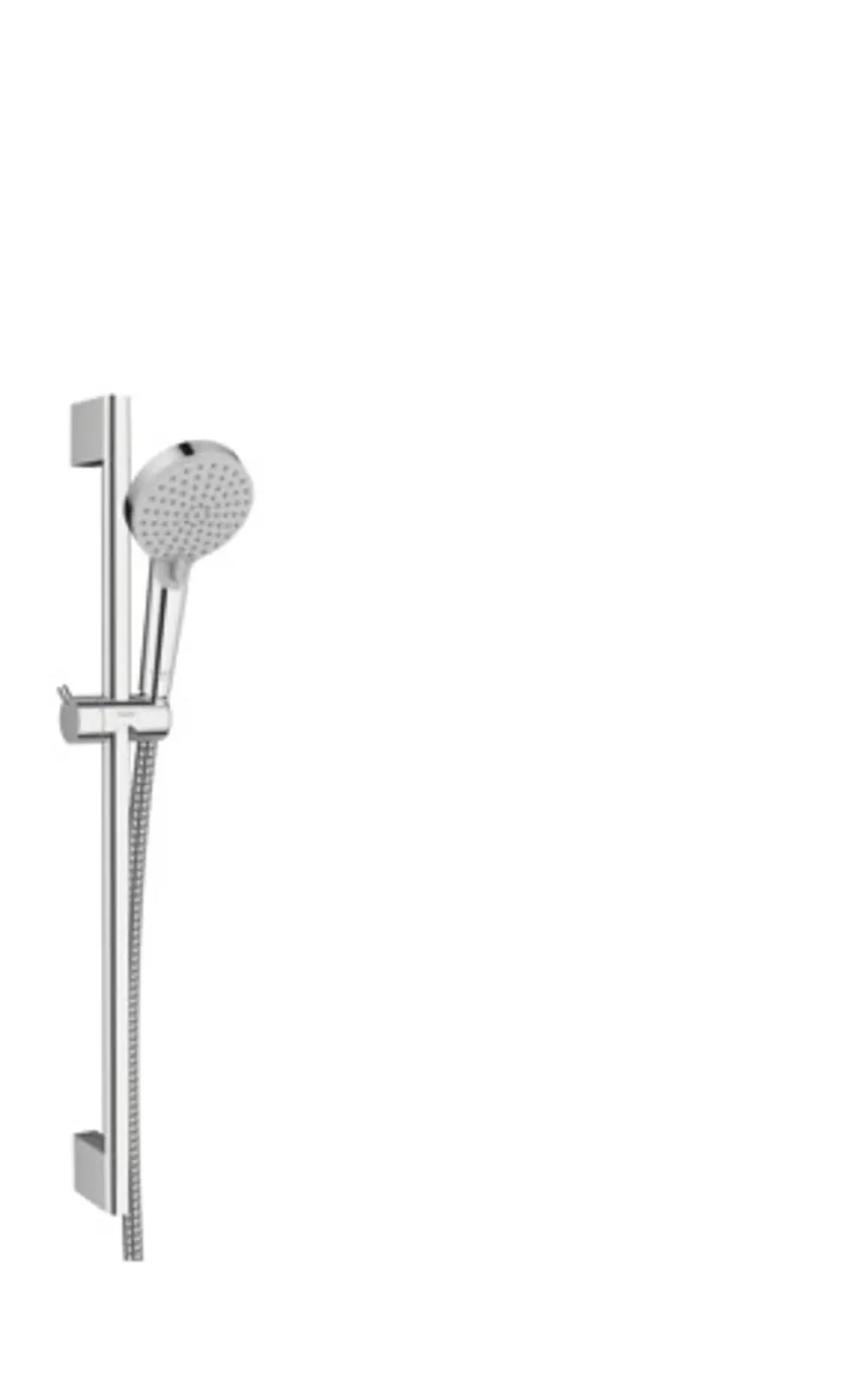 Hansgrohe Brauseset mit einer Handbrause, angebracht an einer verstellbaren Wandstange. Das Design ist modern und funktional.